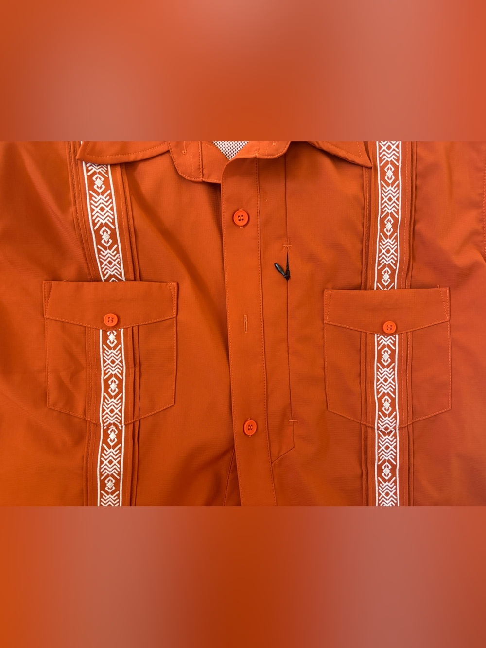 Salt Water Social Burnt Orange Woven Trim Fishing Camp Shirt XL - Picture 5 of 5